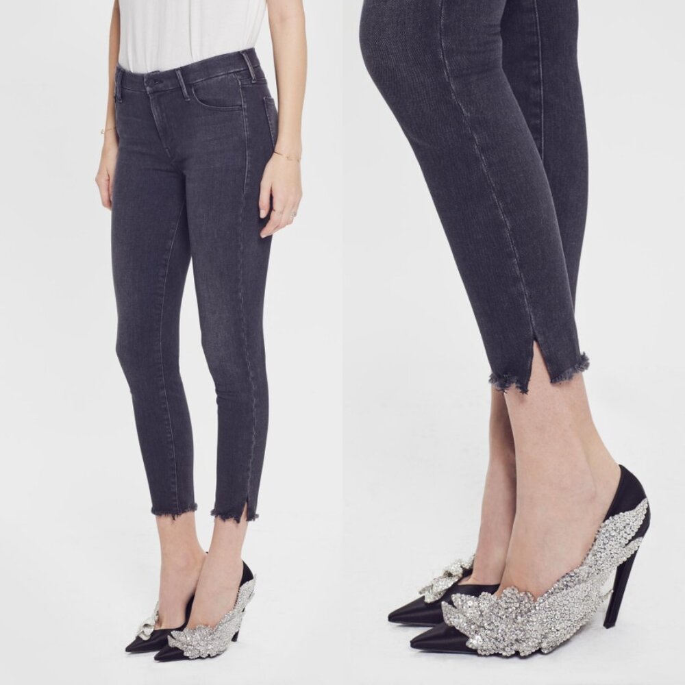 NWT Mother Looker Sacred‎ Slit Ankle in Dear Mr. Black Stretch Skinny Jeans